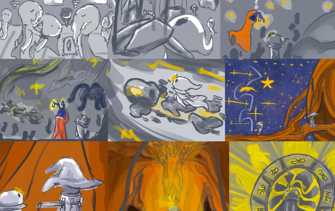 A small section of a Storyboard for a Game (Full Storyboard in Show more)