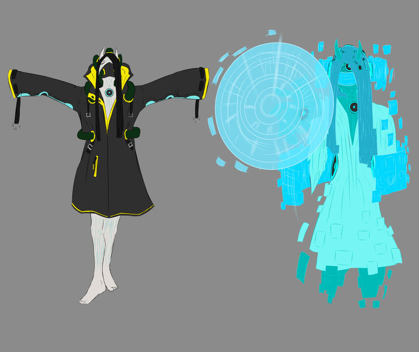 Character for a Sci-Fi Story who can transform into a digital being
